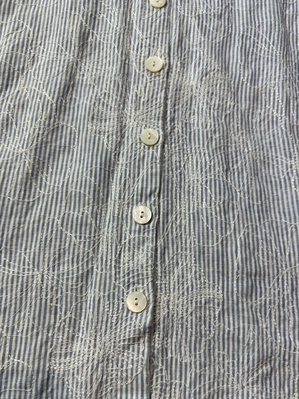 FLAX 100% Linen Button-Down Roll-Tab Floral Embroidered Tunic Shirt Dress size M
